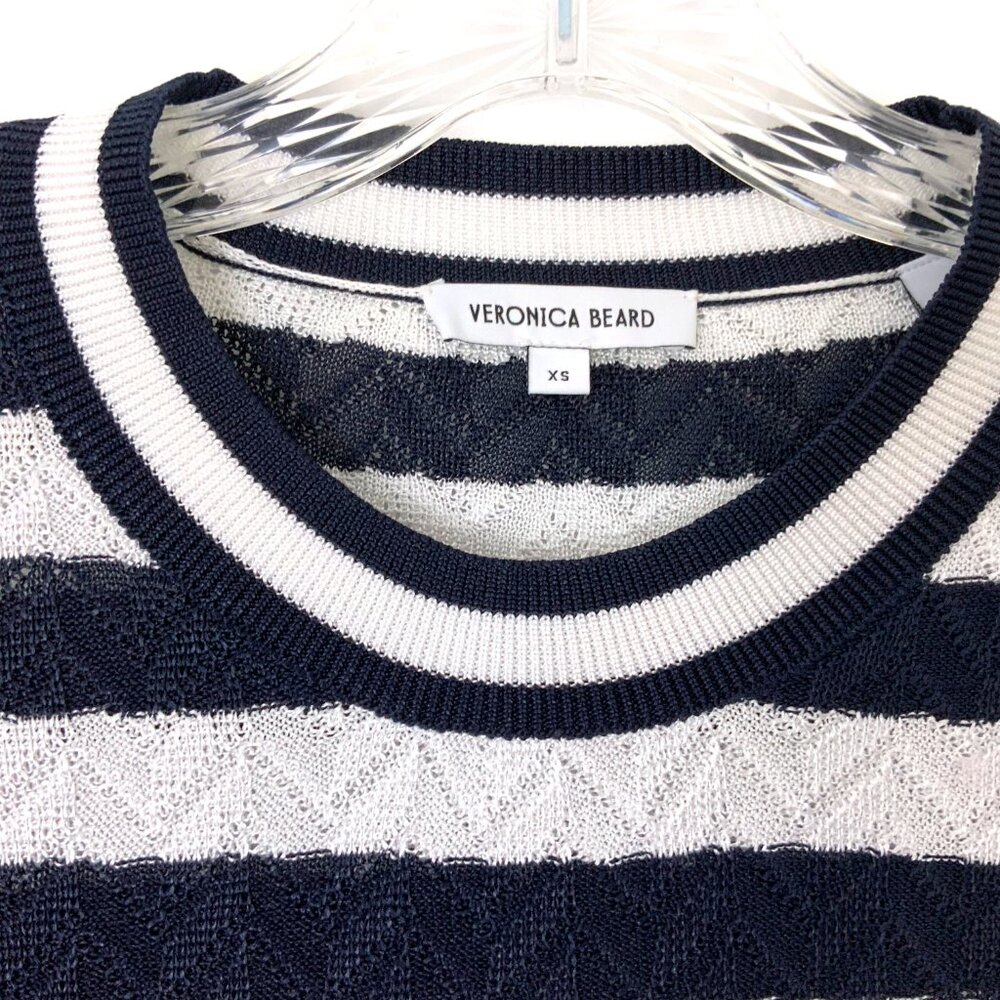 New Veronica Beard Lisbeth Nvy & White Striped Knit Top Sz XS - Picture 8 of 16